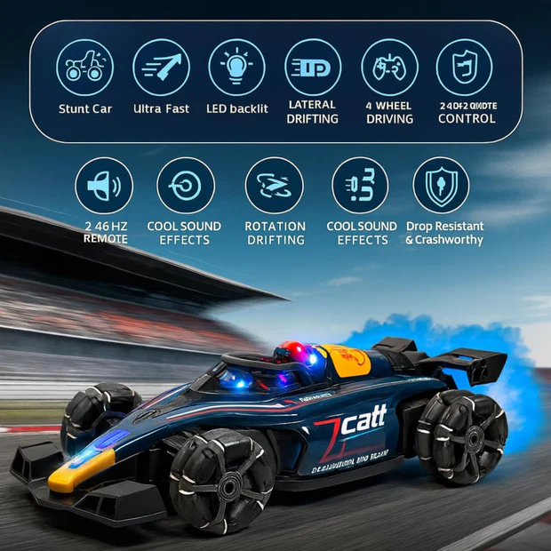 One Drift Smoke Car Hand Sensor Gesture Control Sports Racing Car,Music & Spin Stunt Remote Control Cars - Image 2
