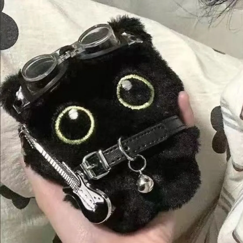 15cm Cute Black Guitar Cat Plushies Doll Toy Bag Pendant Soft Stuffed Backpack Keychain Plush Dolls Key Chain Pendant Gifts - Image 2