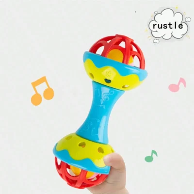 1pc random color Toddler Double-headed Hand Rattles Soothing Hand Grip Rattles Toys Baby Rattle Baby Nibbling Toys Baby Toys 0