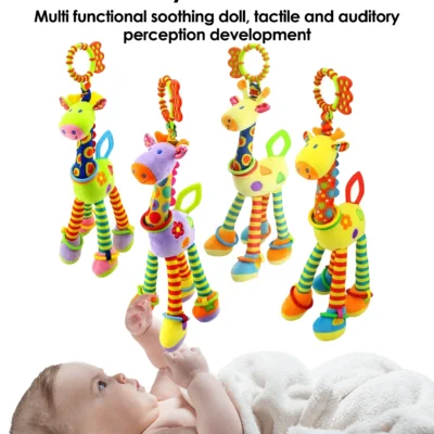 1pcs Random Soft Giraffe Handbells Rattles Plush Infant Baby Development Handle Toys WIth Teether Baby Toy For Newborn Gifts
